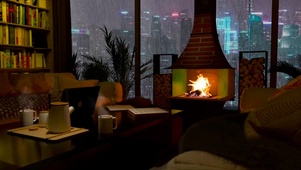窗外大雨