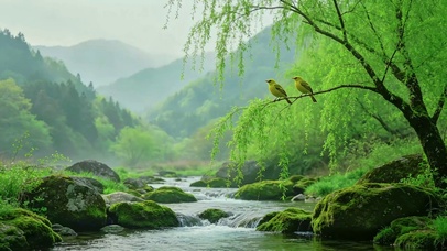 自然，流水，鸟鸣