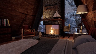 森林雪夜卧室环境