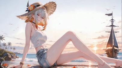 秋日海边小清新长腿嘉贝莉娜