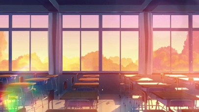 黄昏余光下的教室