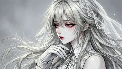 黑白系头纱少女