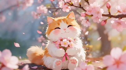 樱花树下猫