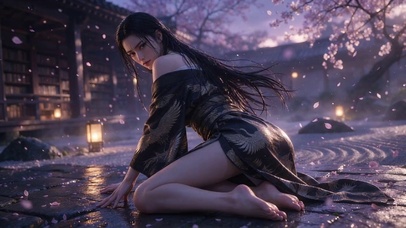 跪姿和服少女