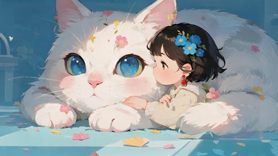 摇头的大白猫