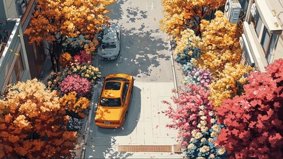 俯瞰秋日清新繁华城市