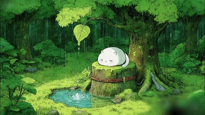 清新雨眠小猫