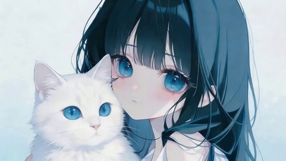 女孩和白猫