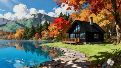 秋天的湖畔风景