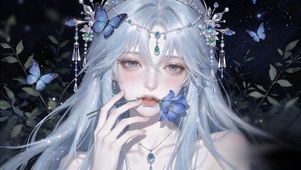冰蓝长发少女