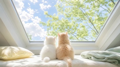 阁楼下的两只小猫