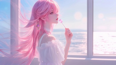 可爱棒棒糖女孩