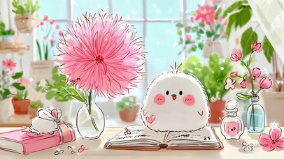 书桌上的小胖鸟