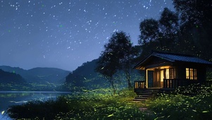 护眼星空夜景带鱼屏