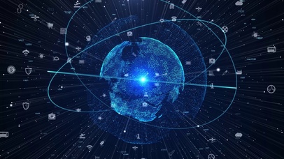 4K科技感地球互联网粒子穿梭