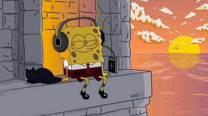 夕阳下的海绵宝宝