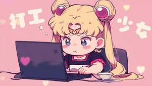 可爱动漫插画打工少女