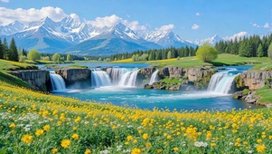 护眼晴天花甸飞瀑