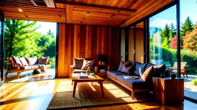 现代绿植小木屋