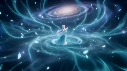 古风唯美梦幻蓝色冰晶少女