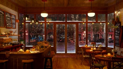 冬日唯美咖啡店