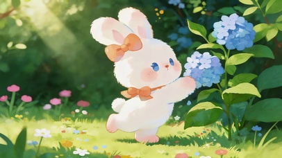 采花的小兔