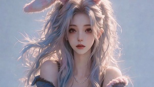 银发兔耳少女