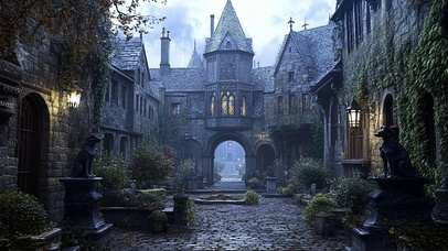 静谧雨天暗黑古堡