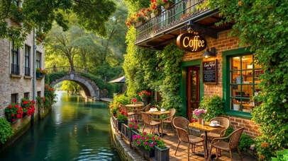 河流边的咖啡屋