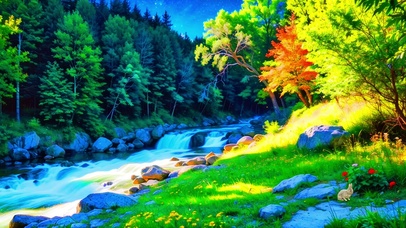 清新护眼山间小溪流