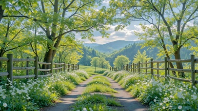 治愈清新林间小道风景