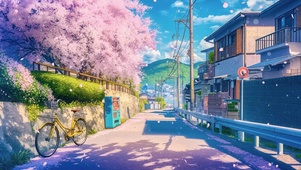 乡村小镇落花公路