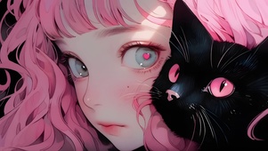 粉发少女与黑猫