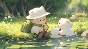 戴帽子的小熊