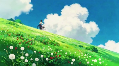 晴空草坡单骑少年