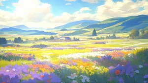 草原彩色花海