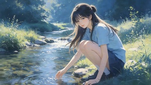 河流边女孩