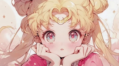 托腮的动漫美少女