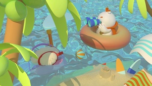 海豹良小宝与扇贝被阔·海边游泳