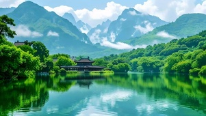 绿色护眼山水湖泊