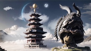神话巨兽古风建筑