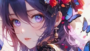 紫发动漫插画少女