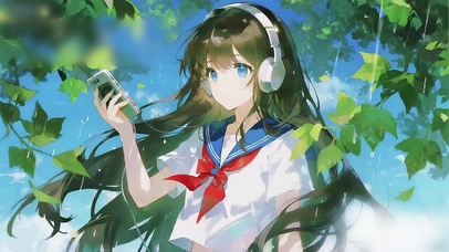 野外录音的少女