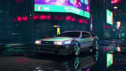 赛博朋克行驶跑车 