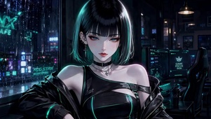 赛博朋克雨夜电竞美少女