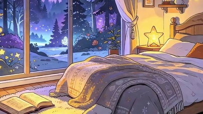 星空夜景房屋带鱼屏