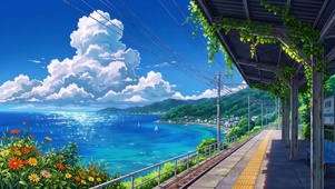 晴日海边车站