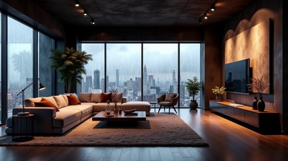 【雨景】高层大客厅