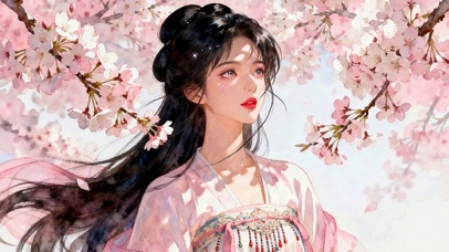 樱花树下女孩