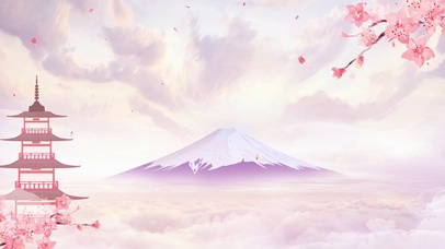 富士山樱花寺庙